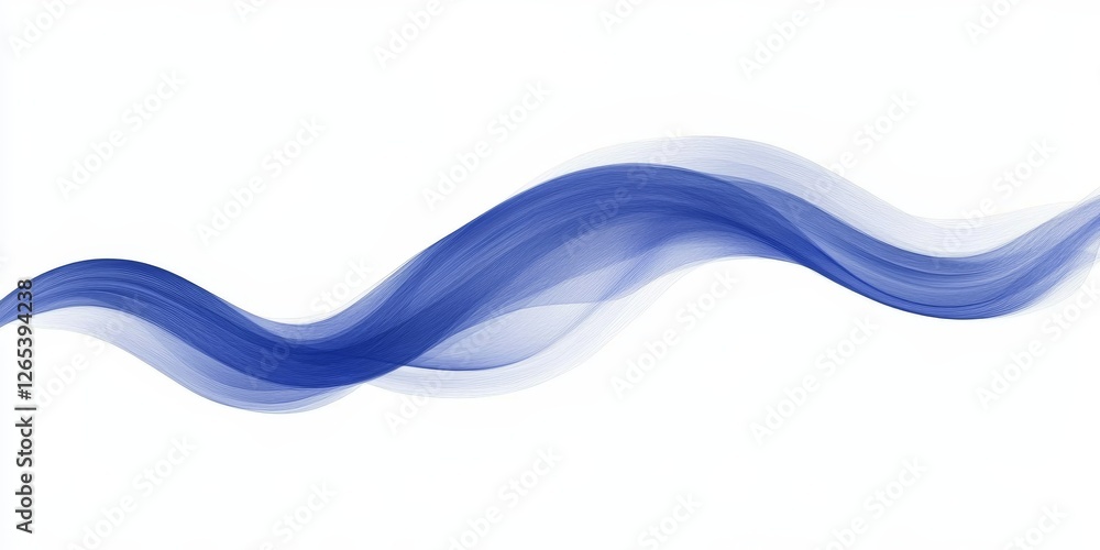 Poster abstract flowing blue wave lines on a white background, dynamic curves with subtle highlights