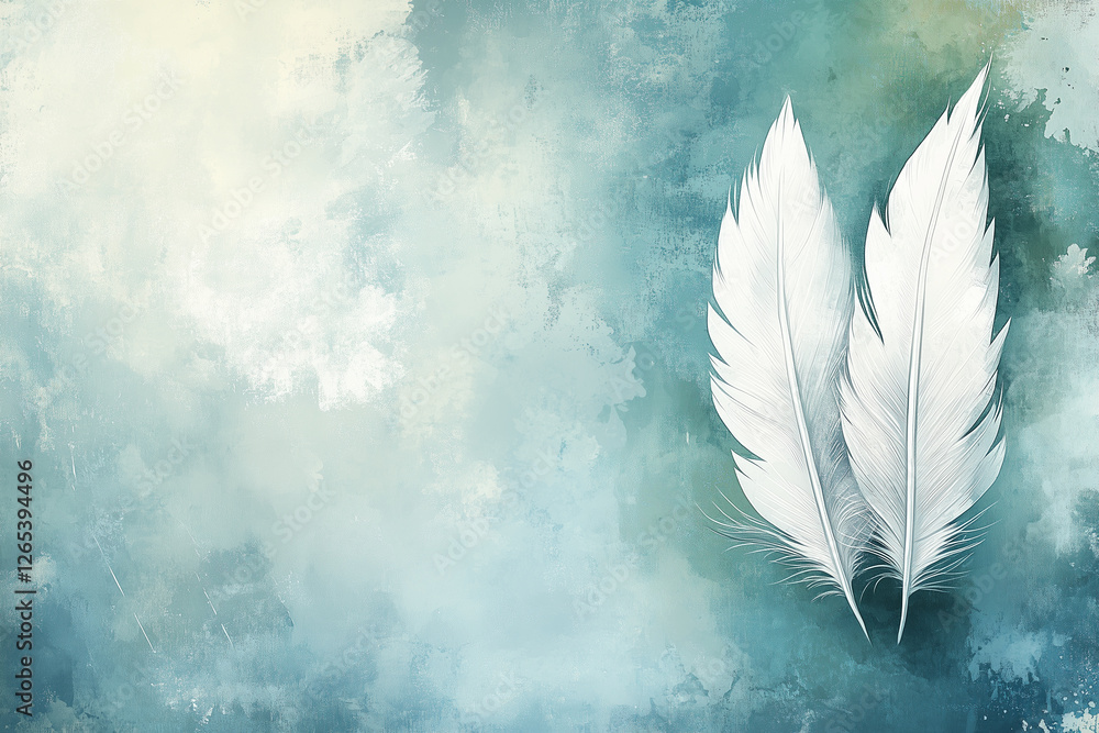 Aufkleber white feathers on soft mint background create serene and calming atmosphere, perfect for various des