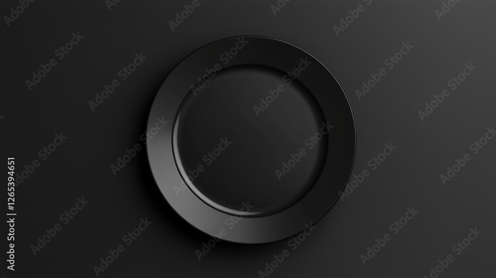 Poster a sophisticated round plate crafted in black showcases luxury and elegance. the smooth surface and s