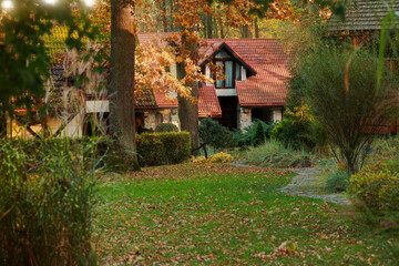 autumn picturesque Europe village cottage vintage aesthetic October beautiful wood land environment