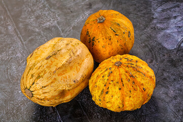 Decorative yelow pampkin seasonal vegetables