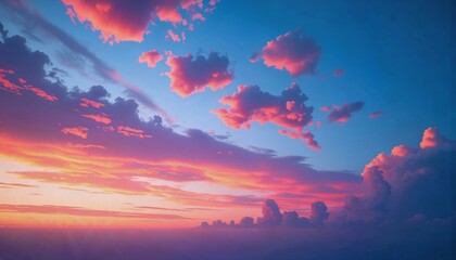 Photorealistic twilight sky showcasing vibrant transition from day to night