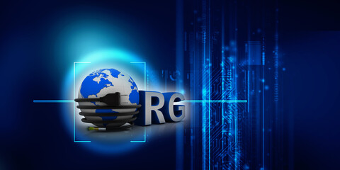 

3d illustration Internet domain org With optical cable connected mouse

