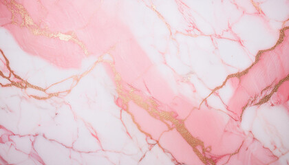 Elegant pink and white marble surface with gentle gold veining, chic and luxurious backdrop.