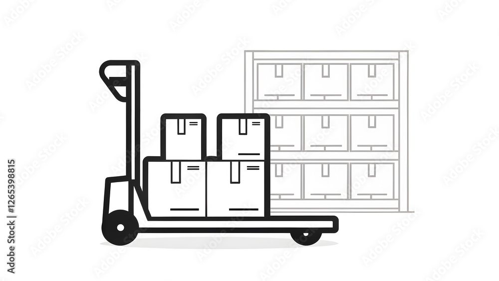 Aufkleber efficient warehouse operations loading and unloading packages with a pallet truck in a stockroom env