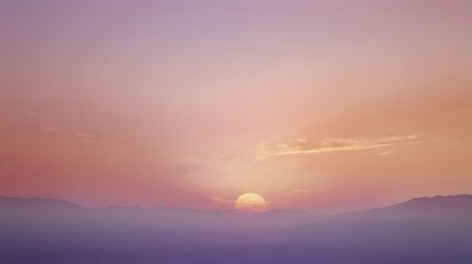 Obraz premium A serene and dreamy sunset over a calm body of water, with soft pastel hues of pink, purple, and orange painting the sky.
