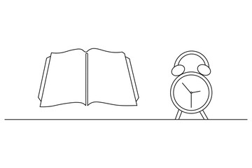 Book Continuous One line art Vector book in line style on white background