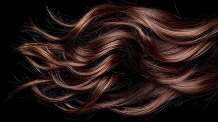 Naklejka premium Flowing Brown Hair On Dark Background