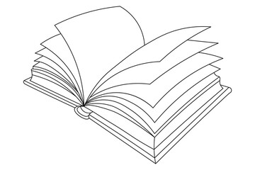 Book Continuous One line art Vector book in line style on white background