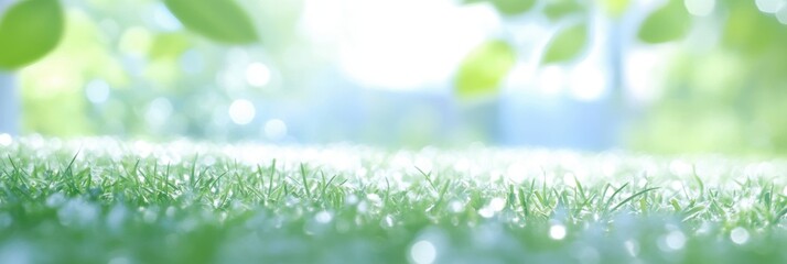 Fototapeta premium Green fresh grass lawn in Spring.