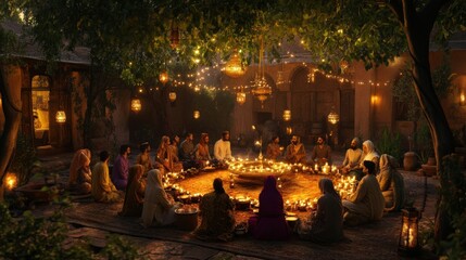 Fototapeta premium Ramadan traditional islam photo background. With filter effects and grain.