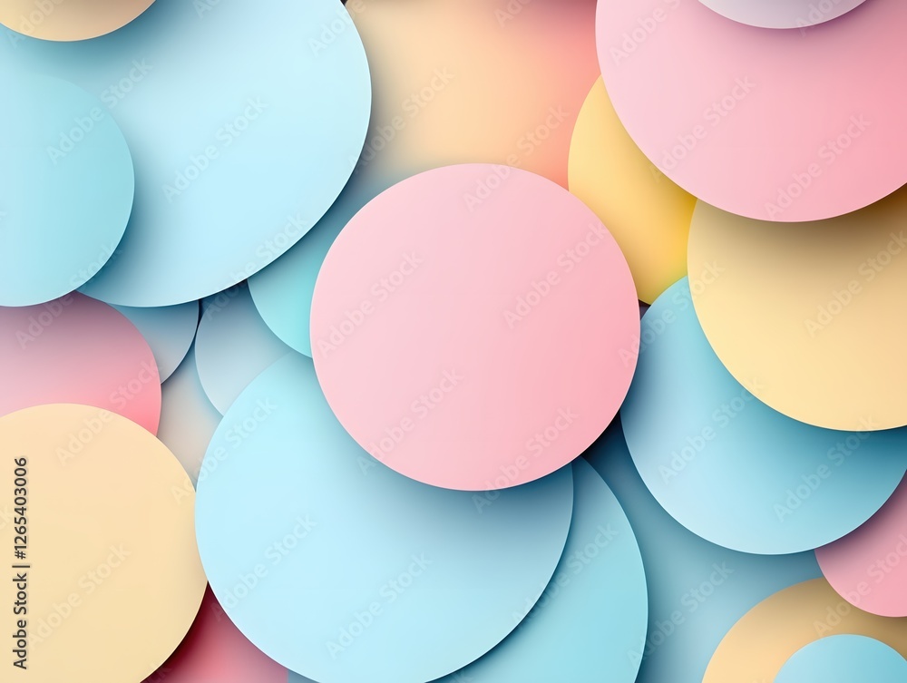 Poster abstract arrangement of pastel circles creating a soft and modern background design