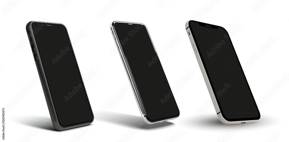 Aufkleber dynamic 3d vector illustration of various smartphone designs showcasing modern technology and sleek 
