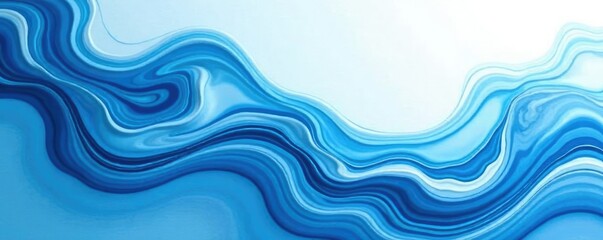 Swirling liquid marble effect on a blue and white background, serene, calming, artistic
