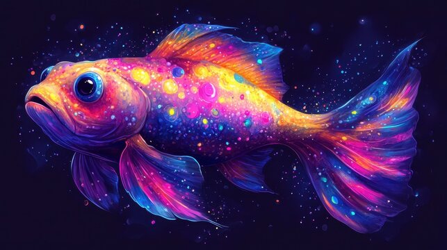 Blobfish with rainbow sparkling dots.