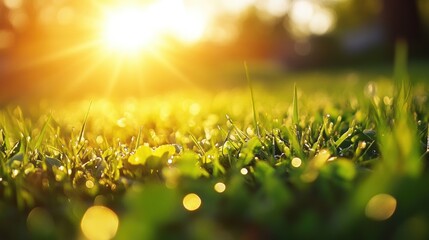 Obraz premium Green fresh grass lawn in Spring.