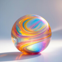 colorful rainbow glass marble isolated on white background