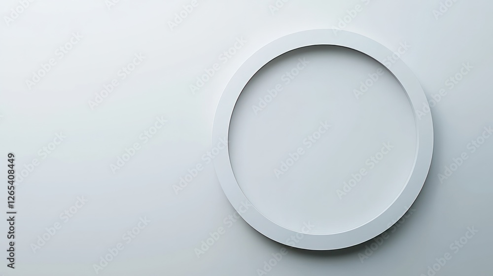 Poster clean white circle frame on soft background, modern minimalistic design