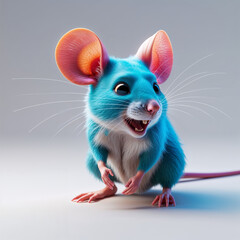 Cute Colorful Cartoon Mouse Character in Cheerful Pose