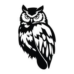 A striking, stylized silhouette of an owl.