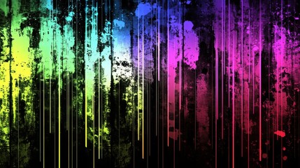 Obraz premium An artistic illustration showcasing a vibrant abstract background with streaks of colorful paint splashing down over a dark canvas.