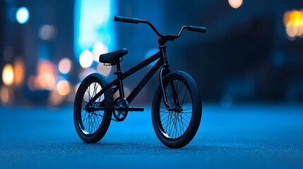 Black BMX Bike On City Street At Night