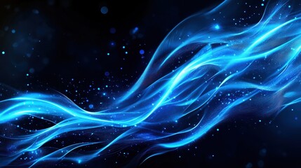 Obraz premium A captivating abstract illustration featuring flowing blue waves set against a dark background. This visually stunning design evokes feelings of tranquility and movement.