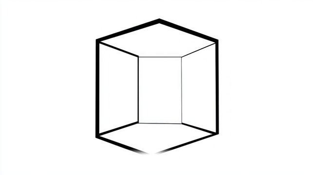 Geometric Pentagonal Prism Outline on White Background Illustration