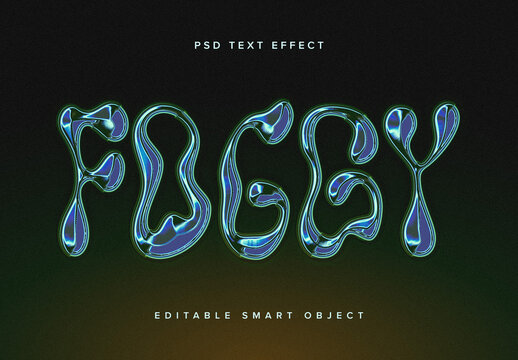 Blue & Green Chrome Text Effect Mockup