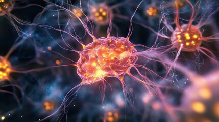 Vibrant Neurons with Glowing Synapses in Detail
