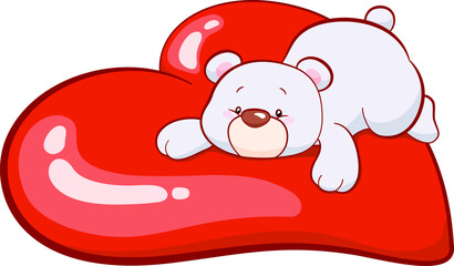 big heart with teddy bear