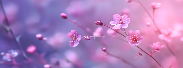Delicate pink roses against a soft purple background
