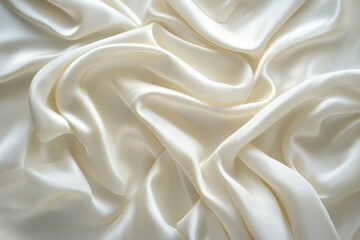 Obraz premium Soft creamy fabric folds elegantly on white background. Neural network AI generated