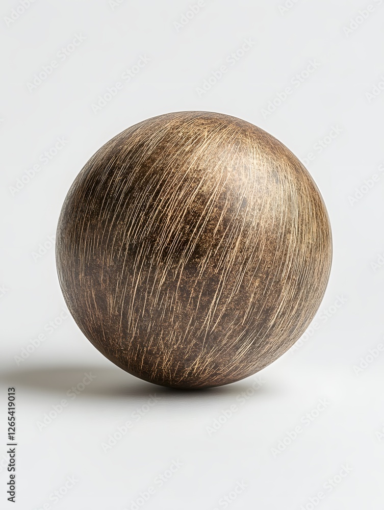 Poster textured sphere on white background showing light and shadow in studio setting
