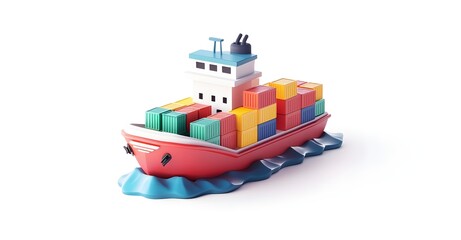 cargo ship isolated on white