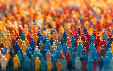 Fototapeta premium Paper cutout of a crowd of people from various backgrounds