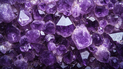A captivating cluster of amethyst crystals showcasing their vibrant purple hues and intricate formations creating a stunning natural art piece