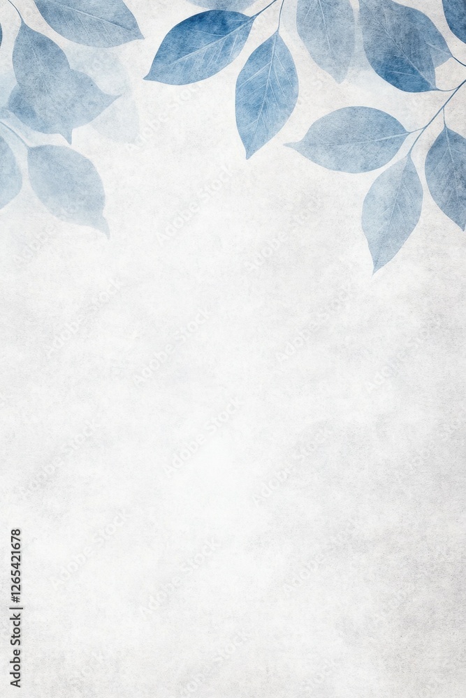 Poster light watercolor background featuring soft blue leaves, creating a serene and elegant atmosphere per