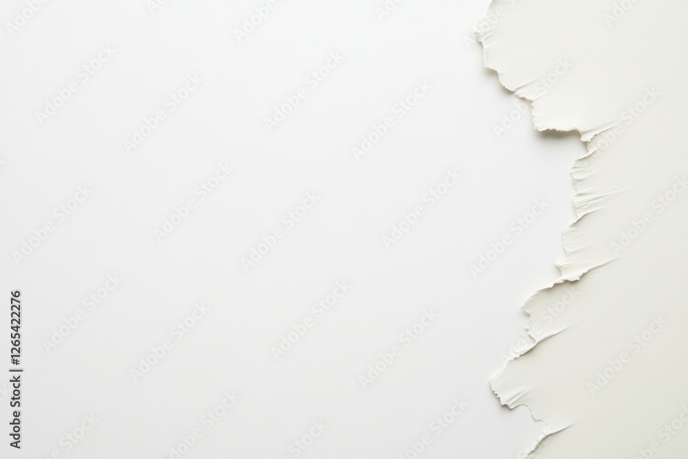 Poster a close-up of torn paper revealing a smooth white surface underneath, creating a minimalist and text