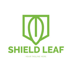 Eco shiled logo template illustration. Shield Leaf Logo Template