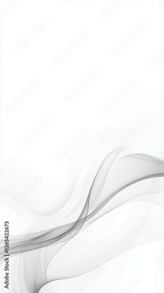 Poster a minimalistic image featuring smooth, flowing lines in soft gray tones against a clean white backgr