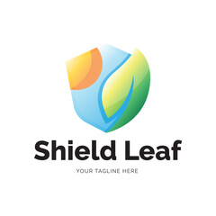 Eco shiled logo template illustration. Shield Leaf Logo Template