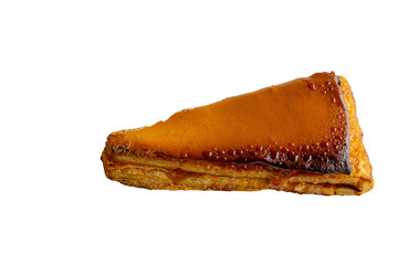 Jesuita Puff Pastry Cake with Caramelized Icing, Isolated on a Transparent Background PNG, top view