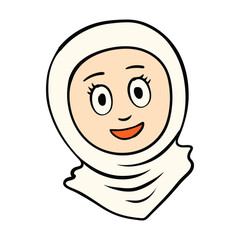 muslimah kid hijab ramadan kareem doodle illustration hand drawn