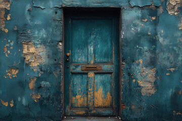 Old blue wooden door background