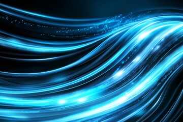 Digital Data Stream Background with Blue Binary Code and Glowing Lights