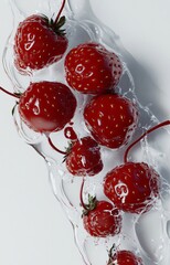 Close-Up Shot of Fresh Strawberries on White Background