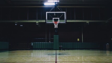 Solitary Court: A Nighttime View of an Empty Basketball Court