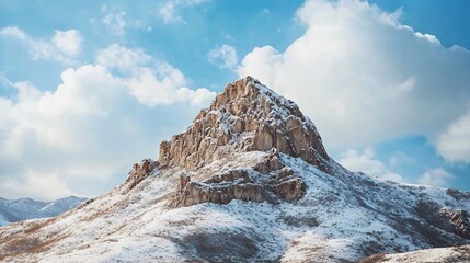 Scenic Mountain Peak Captured from Below with Crisp Skyline
