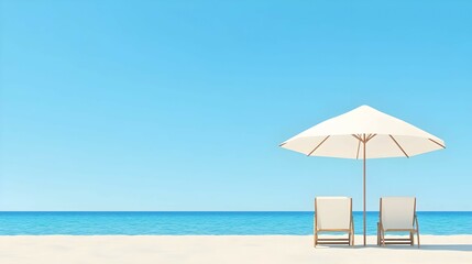 Pixel Art Beach With Umbrella And Chairs